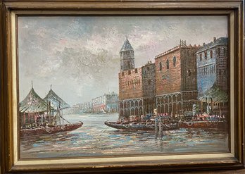 Signed Venice Oil Painting