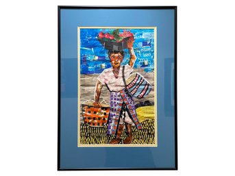 A Paper Collage, 'Hawker Woman,' By Rosemary Kaluga (Kenyan, 1928  2021)