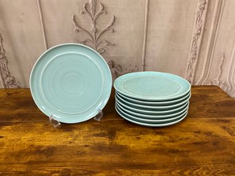 Ceramisia Italian Pottery Aqua Blue Dinner Plate Set