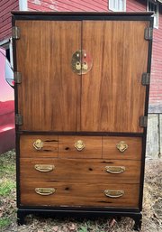 Vintage Lane Furniture Chinoiserie / Mid Century Elm Wardrobe Dresser