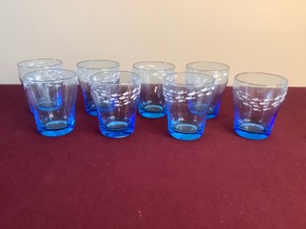 Blue Glass Fish Drinking Glasses Set Of 8