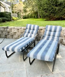 Pair Of Aluminum Chaise Lounges With Cushions