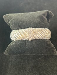 Sterling Chunky Hinged Judith Ripka Cuff