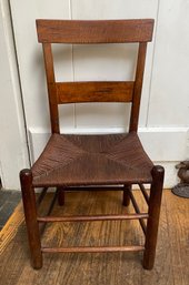 A Nice Rustic Sturdy Antique Chair With Rush Seat