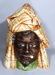 Antique 19th Century Majolica Arab Man Smoking