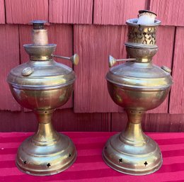 Two Brass Oil Lamps