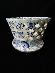 Blue Fluted Full Lace Bowl