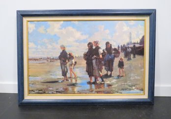 Oyster Gatherers Of Cancale By John Singer Sargent Framed Print
