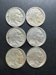 Lot Of 6 Buffalo Nickels