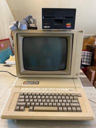 Vintage Apple IIe Computer, Monitor & Floppy Disk Drive