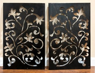 A Pair Of Metal Cut Out Wall Plaques