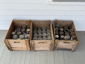 3 Crates Full Of Canning Jars