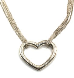 Vintage Sterling Silver Multi Chain Open Heart Necklace
