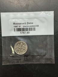 1987-P Uncirculated Roosevelt Dime In Littleton Package