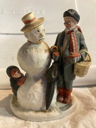 Norman Rockwell Porcelain Figurine - Granpa Snowman - Danbury Mint 1980