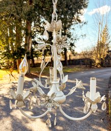 An Art Metal And Crystal Chandelier - AS IS