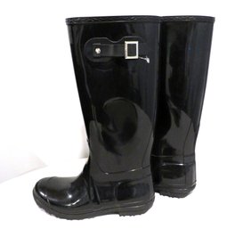 Womens Tall Black Rubber Rain Riding Boots Sz 10