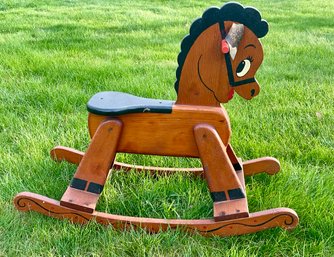 Wooden Hand Painted And Carved Rocking Horse