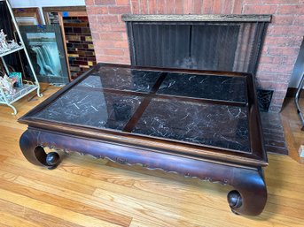 A Wood & Marble Top Coffee Table
