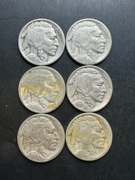 Lot Of 6 Buffalo Nickels