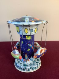 Vintage Schylling Spaceship Carousel Tin Toy