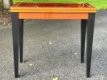 A Vintage Art Deco Flip Top Console In Banded Crotch Mahogany