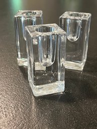 Lot Of Three Kosta Boda Crystal Candle Holders