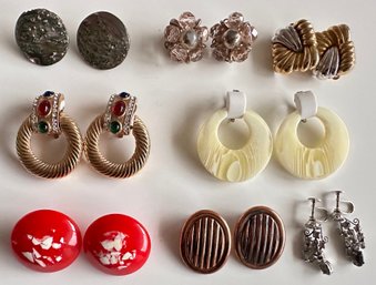 8 Pairs Vintage Clip-on & Screw-on Earrings, Including Erwin Pearl, Bergere & More