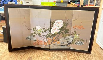 Vintage Four Panel Beautiful Hand Painted Tree With Flowers Skill Screen Wooden Frame. Barb R/ WA-D