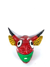 Pastorella Diablos Papier Mache Vibrant Mexican Dance Mask