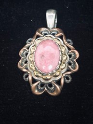 Vintage Carolyn Pollack Relios Sterling Silver Copper Brass Rhodochrosite Pendant 426