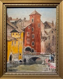 Small Framed Oil On Canvas Of Annecy, France - By Anne Cunningham