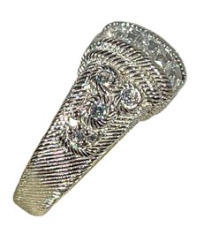 Signed Judith Ripka Sterling Silver Ladies Ring Having White Baguette Stones Size 7