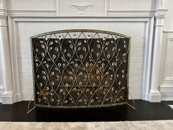 Mesh & Metal Fireplace Screen With Crystal Detail Vine Motif