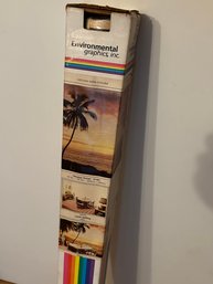 Mid Century Modern Hawaiian Sunset Wall Mural- Make Your Own Tiki Room- 14 Feet Long