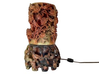 Chinese Carved Soapstone Lamp