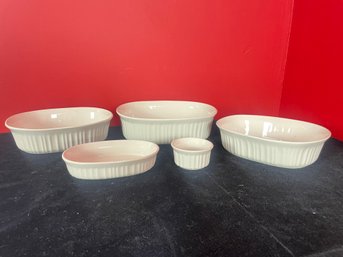 Vintage French White Corningware Casserole Dish Set