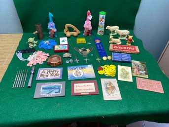 Vintage/Antique Lot 5: Wee Wizards Candles, Christmas, Valentines, Knife, Mickey Mouse Kaleidoscope, Plus!