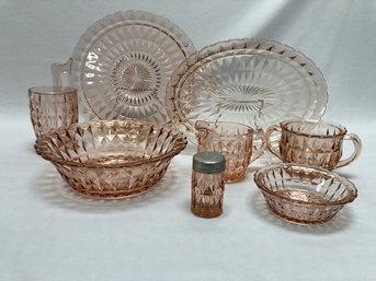 Collection Of Pink Depression Glass - Windsor Pink By Jeanette