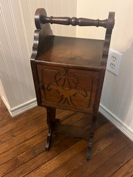 Small Antique Rustic Folk Art Smoking Table / Pipe Stand / Humidor