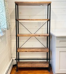 A Metal And Wood Tone Shelf