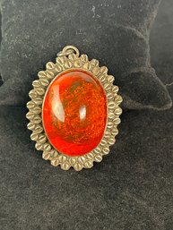 Sterling Fire Opal Pendant