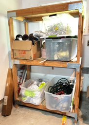 A Wood Garage Shelf And Contents - Lighting Supplies And More! - Winner Takes All