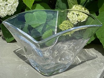 Sculptural Hand Blown Glass Bowl With Arched Edges