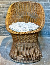 A Vintage Wicker Arm Chair - C. 1960's