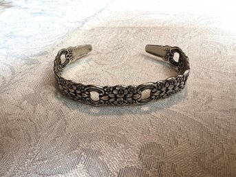 Sterling Silver Floral Cuff Bracelet, Weighs 14g
