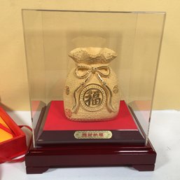 (1 Of 3) Paid $400 For This Brand New Shrine - Money Bag With 24K Gold Trim - With Card - Case - Original Box