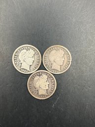 3 Barber Silver Quarters 1898, 1901-O, 1902-O