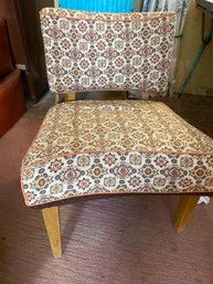 Vintage Mid Mod Accent Chair With Floral Fabric
