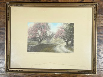 An Antique Hand Tinted Photograph Signed Wallace Nutting 'Petaled Sky'
